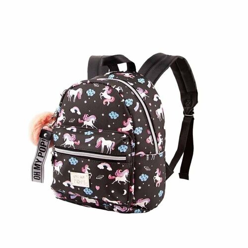 Oh My Pop! Unicorn-Mochila Fashion (Pequeña), Negro