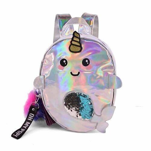 Oh My Pop! Narval-Mochila Body Pequeña, Plateado