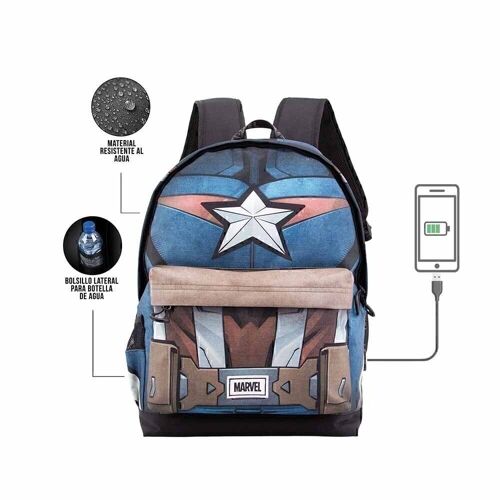 Marvel Capitán América Chest-Mochila HS 1.3, Negro