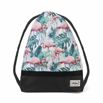 Oh Mon Pop ! Sac à cordon Flamingo Tropical-Storm, vert 4