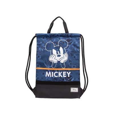 Disney Mickey Mouse Blue-Storm Drawstring Bag with Handles, Dark Blue