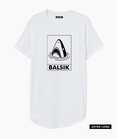 Shark white extra long t-shirt