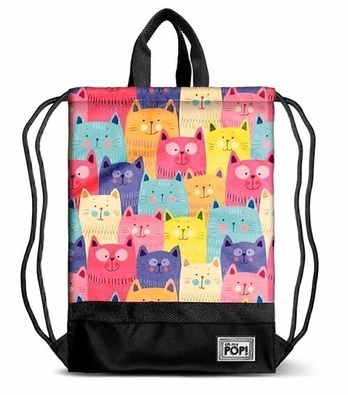 Oh My Pop! Cats-Saco de Cuerdas Storm con Asas, Multicolor