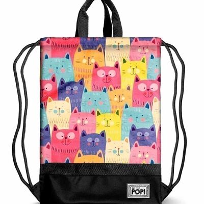 Oh My Pop! Cats-Storm Drawstring Bag with Handles, Multi-Colour