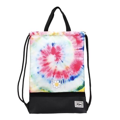 Oh My Pop! Tie Dye-Storm Drawstring Sack with Handles, Multicolored