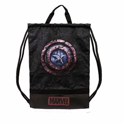 Marvel Captain America Stone-Storm Drawstring Bag with Handles, Black