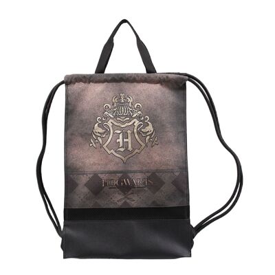 Harry Potter Gold-Storm Drawstring Bag with Handles, Brown