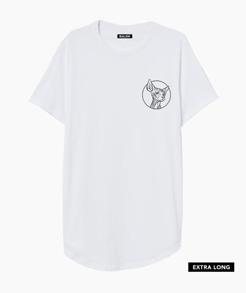 Round logo tr. on chest white extra long t-shirt