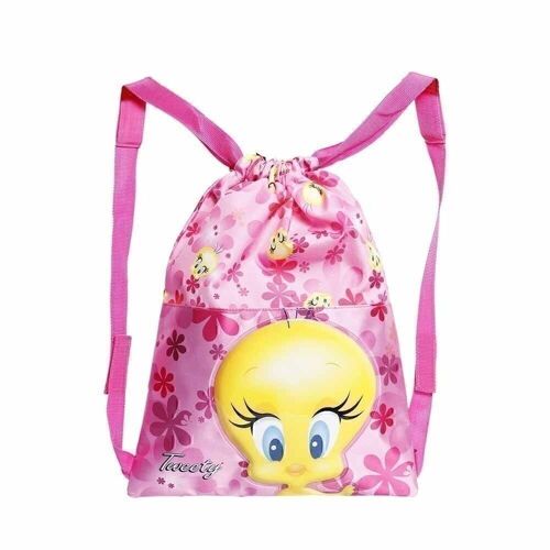 Looney Tunes Tweety (Piolín) Pink Flowers-Saco de Cuerdas 34 cm, Rosa