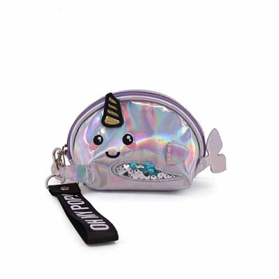 Oh My Pop! Narval-Oval Coin Purse, Silver