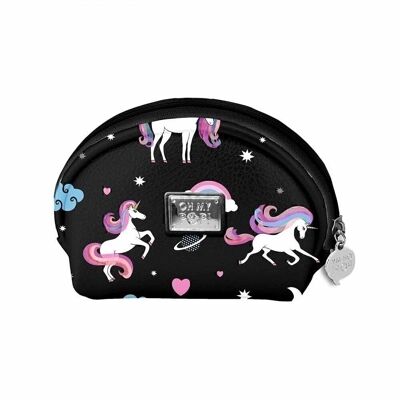 Oh My Pop! Unicorn-Oval Coin Purse, Black