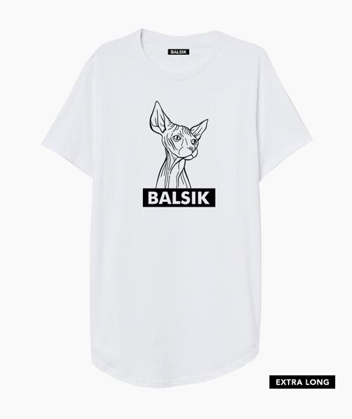 Balsik big black logo white extra long t-shirt