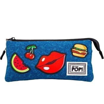 Oh Mon Pop ! Trousse à crayons Patches-Triple HS, bleu foncé 2