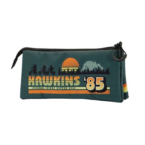 Stranger Things Hawkins 85-Estuche Portatodo Triple HS, Verde