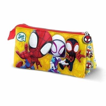 Marvel Spiderman Webs-trousse à crayons triple, jaune