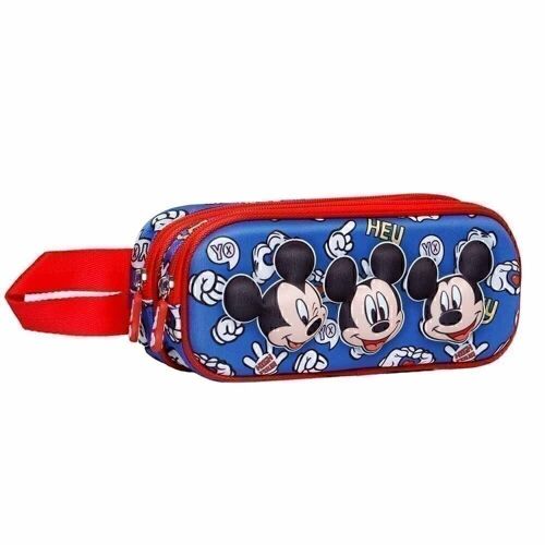 Disney Mickey Mouse Grins-Estuche Portatodo 3D Doble, Azul