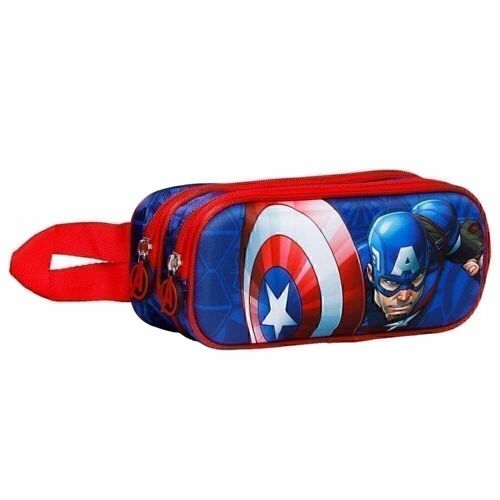 Marvel Capitán América Patriot-Estuche Portatodo 3D Doble, Multicolor
