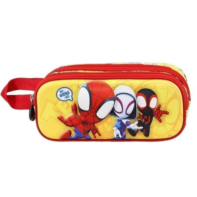 Marvel Spiderman Webs-Double 3D Pencil Case, Yellow