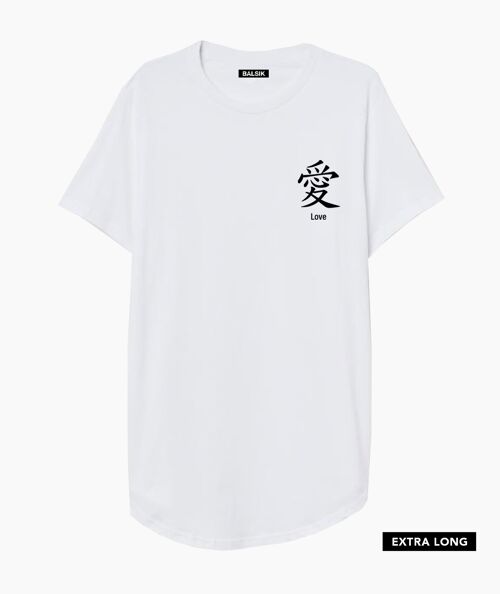 Love in japan white extra long t-shirt