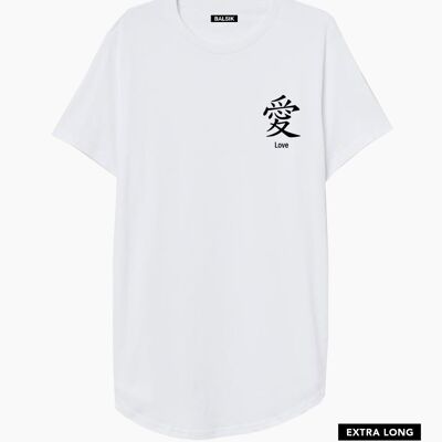 Love in japan white extra long t-shirt