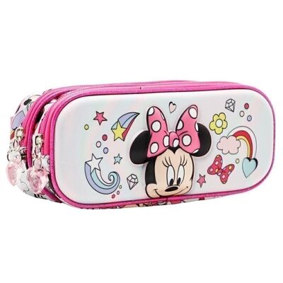 Disney Minnie Mouse Laugh-Estuche Portatodo 3D Doble, Rosa
