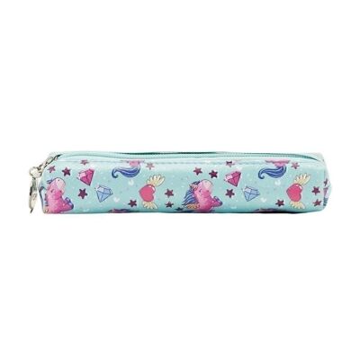 Oh My Pop! -Square Pencil Case, Turquoise