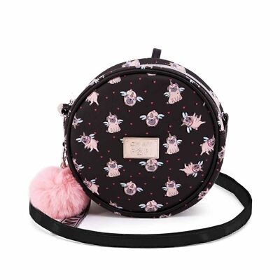 Oh mein Papa! Runde Tasche „Pug-Disney“, Schwarz