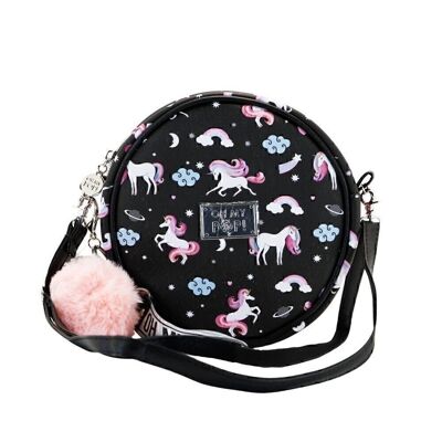 Oh My Pop! Unicorn-Bolso Disney Redondo, Negro