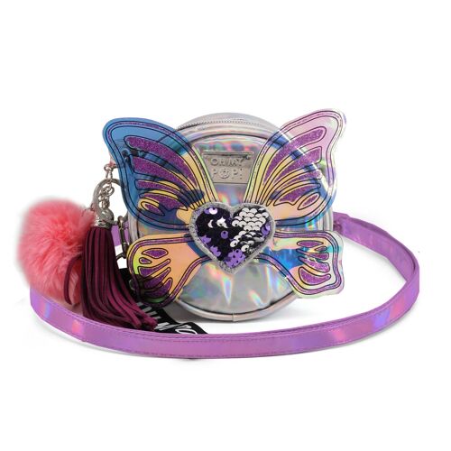 Oh My Pop! Wings-Bolso Redondo Pequeño, Plateado