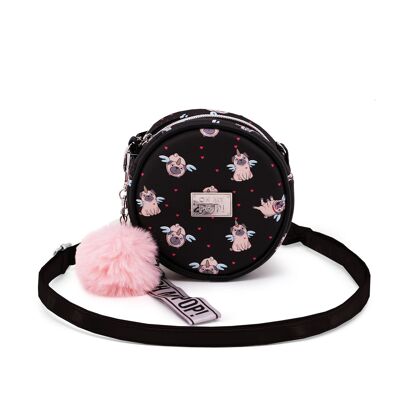 O My Pop! Pug-Small Round Bag, Black