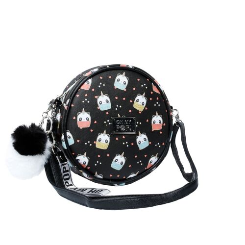 Oh My Pop! Pandicorn-Bolso Redondo Pequeño, Negro