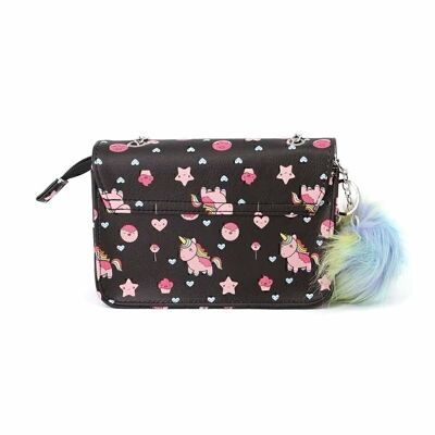 Oh My Pop! Popnicorn-Bolso Satchel Cadena, Negro