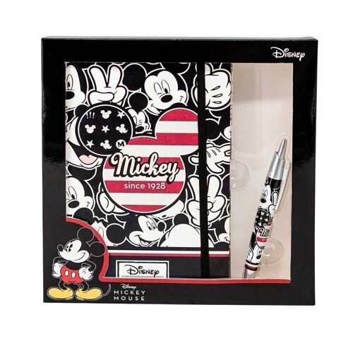 Disney Mickey Mouse U.S.A.-Caja Regalo con Diario y Bolígrafo, Negro