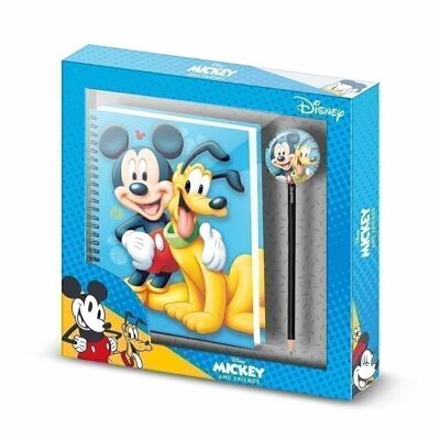 Disney Topolino Pluto-scatola regalo con taccuino alla moda e matita, blu