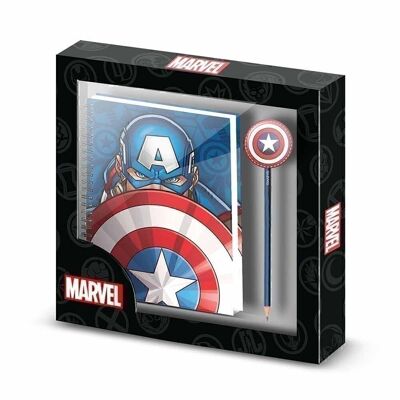 Marvel Captain America Patriot-Gift Box with Fashion Notebook and Pencil, Multicolor