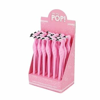 Oh Mon Pop ! Présentoir Flamingo avec 24 stylos, vert 1