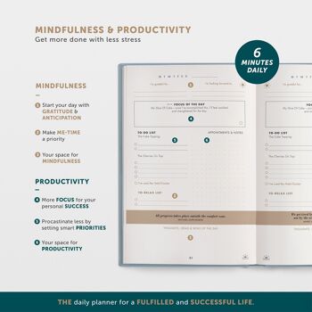 The 6-Minute Success Journal in EN - The 6-Minute Success Journal - planificateur quotidien, développement personnel, productivité - Bleu ciel 3