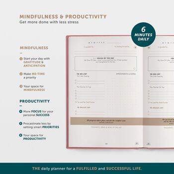 The 6-Minute Success Journal in EN - The 6-Minute Success Journal - planificateur quotidien, développement personnel, productivité - Rose antique 3