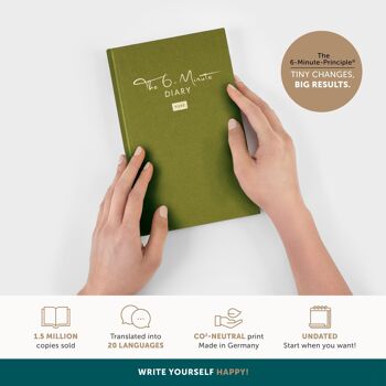 The 6-Minute Success Journal in EN - The 6-Minute Success Journal - planificateur quotidien, développement personnel, productivité - vert mousse 2