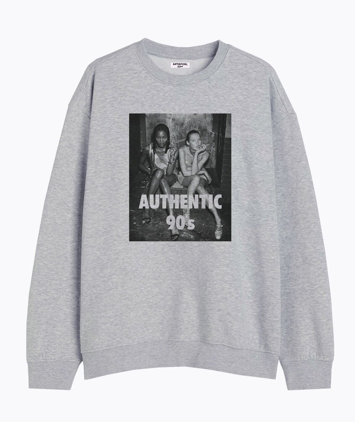 Authentisches graues Unisex-Sweatshirt aus den 90ern
