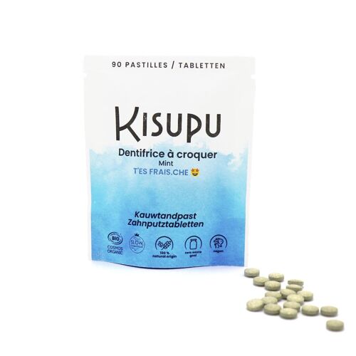 KISUPU - Dentifrice à croquer menthe - T'es frais.che - Bio Cosmos Organic