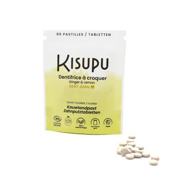 KISUPU - Dentifrice à croquer Gingembre-citron Dent Juan - Bio Cosmos Organic