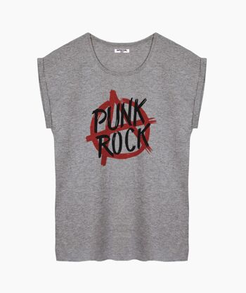 T-SHIRT FEMME PUNK ROCK GRIS 1