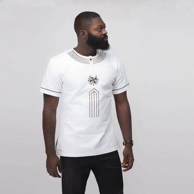 Unisex-T-Shirt mit afrikanischem Druck. - Schwarz