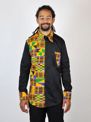 T-Shirt Imprimé Carte Africaine Kente Unisexe Enfant - Noir 1