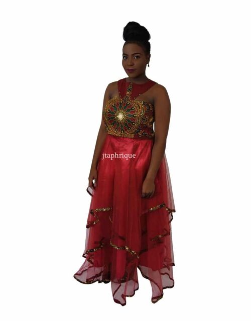 African Black & Red Embroidery Suit - Custom made in 14 days