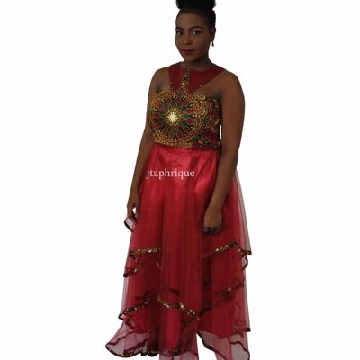 African Black & Red Embroidery Suit - Custom made in 14 days