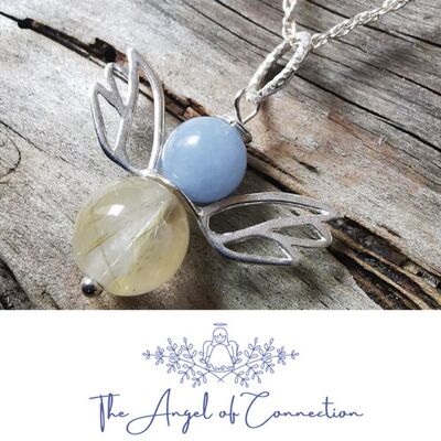 1 The Angel of Connection - Angel Hair Quartz with Angelite Angel Pendant