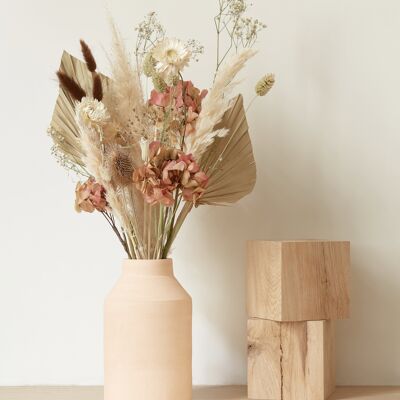 Handmade Rosé raw earthenware “Milk pot” vase for dried fleuyrs