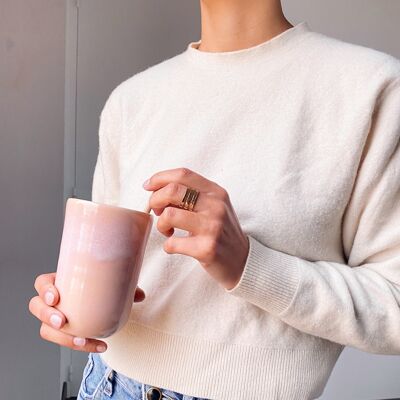 Tazza alta da tè rosa cipria da 11 cm, tazza artigianale fatta a mano in Francia